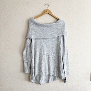 Mossimo Supply Co Gray Off-the-Shoulder Sweater